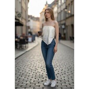 Endless Blu NWT White Strapless Bandana Top - Size Large